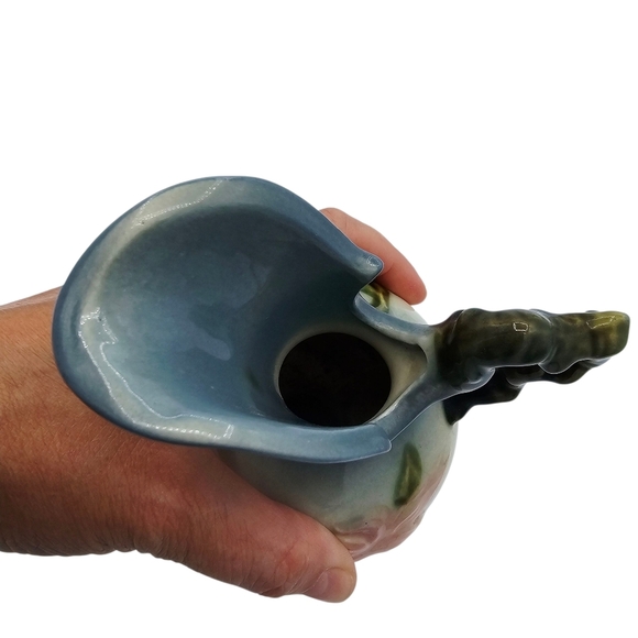 Vintage Hull Pottery Floral Glazed Hand Painted Pitcher Vase W6 - 6.5in. - Picture 6 of 8